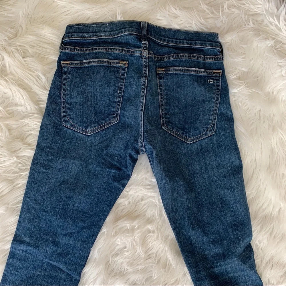 Rag & Bone Dre Slim Boyfriend Jean Java Blue w/Holes Raw Hem Distressed Denim 25 - Picture 10 of 11